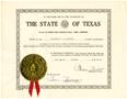 Thumbnail image of item number 1 in: '[Certificate by Governor Allan Shivers commissioning T. N. Carswell as Chairman of the Taylor County Parole Board - October 1, 1949]'.