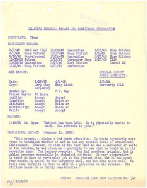 [Inmate's Progress Report - Folsom Prison - January 18, 1950]