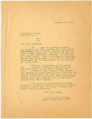 [Letter from T. N. Carswell to Sybil Dickinson - December 29, 1950]