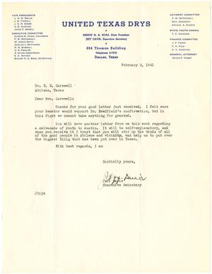 [Letter from Jeff Davis to T. N. Carswell - February 3, 1941]
