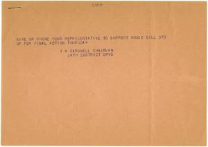 [Wired correspondence from T. N. Carswell to multiple recipients - 1941]