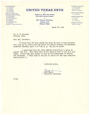 [Letter from Jeff Davis to T. N. Carswell - March 27, 1941]
