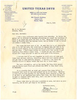 [Letter from Jeff Davis to T. N. Carswell - June 9, 1941]