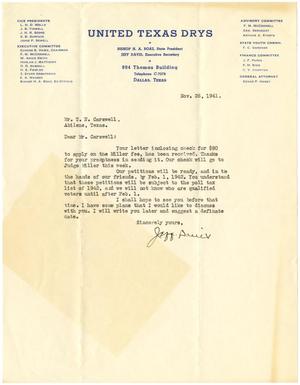 [Letter from Jeff Davis to T. N. Carswell - November 26, 1941]