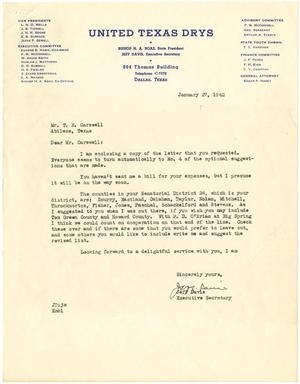 [Letter from Jeff Davis to T. N. Carswell - January 27, 1942]
