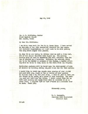 [Letter from T. N. Carswell to J. W. Middleton - May 29, 1942]