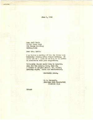 [Letter from T. N. Carswell to Jeff Davis - June 1, 1942]