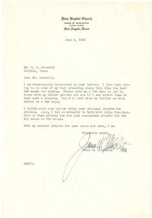 [Letter from James W. Middleton to T. N. Carswell - June 3, 1942]