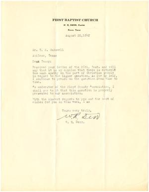 [Letter from W. R. Derr to T. N. Carswell - August 28, 1942]