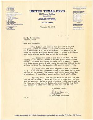 [Letter from Jeff Davis to T. N. Carswell - February 24, 1943]