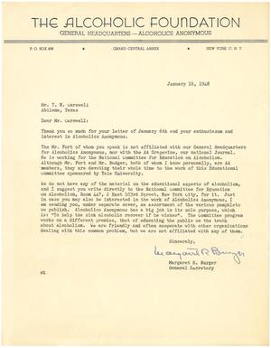 [Letter from Margaret R. Burger to T. N. Carswell - January 16, 1948]