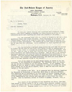 [Letter from Edward B. Dunford to T. N. Carswell - February 10, 1948]