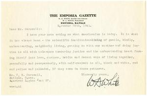 [Letter from W. A. White to T. N. Carswell - November 28, 1941]