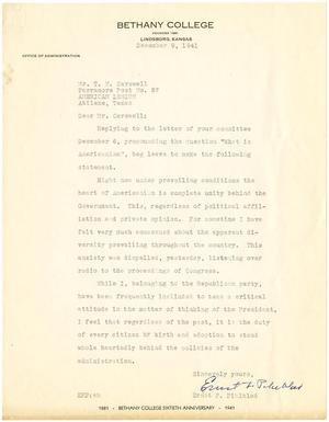 Primary view of object titled '[Letter from Ernst F. Pihlblad to T. N. Carswell - December 9, 1941]'.