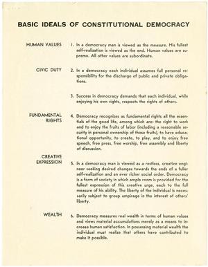 BASIC IDEALS OF CONSTITUTIONAL DEMOCRACY -  July 5-6, 1940