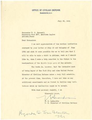 [Letter from F. H. LaGuardia to T. N. Carswell - July 23, 1941]