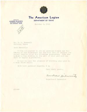 [Letter from Andrew Dilworth to T. N. Carswell - October 2, 1941]
