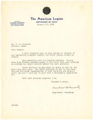 [Letter from Andrew Dilworth to T. N. Carswell - January 17, 1942]