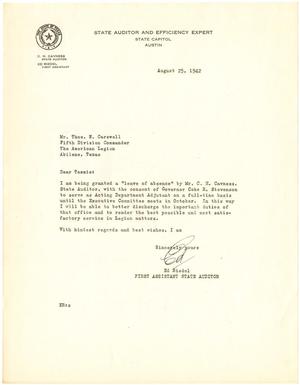 [Form letter from Ed Riedel to T. N. Carswell - August 25, 1942]