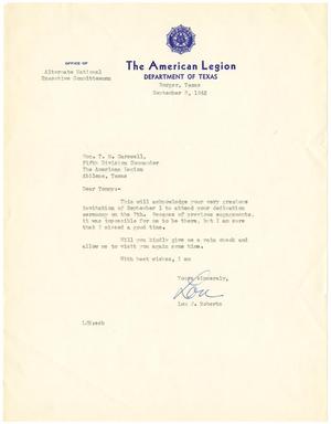 [Letter from Lou J. Roberts to T. N. Carswell - September 8, 1942]