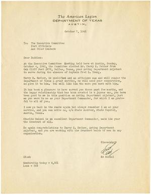 [Form letter from Ed Riedel addressed to The Executive Committee, Post Officials and Other Members - October 7, 1942]