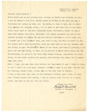 Primary view of object titled '[Letter from Martha V. Carswell and Vella Carswell to T. N. Carswell - January 29, 1949]'.