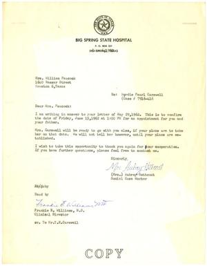 Primary view of object titled '[Letter from Aubrey Hethcoat to Mrs. William Peacock - June 6, 1962]'.
