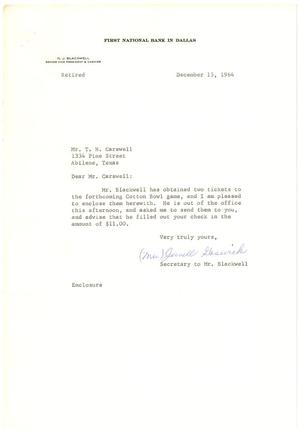 [Letter from (Mrs.) Jewell Goswick to T. N. Carswell - October 27, 1964]