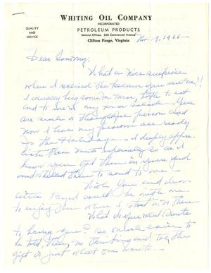 [Letter from Nora Whiting to T. N. Carswell - November 17, 1966]