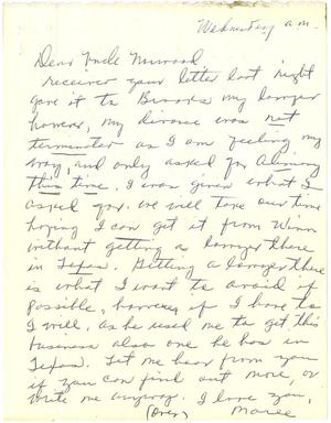 [Letter from Maree to T. N. Carswell]