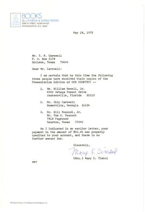 [Letter from Mary E. Timbol to T. N. Carswell - April 19, 1972]