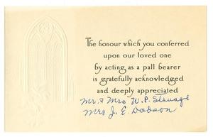 [Card from Mr. & Mrs. W. P. Savage and Mrs. J. E. Dodson]