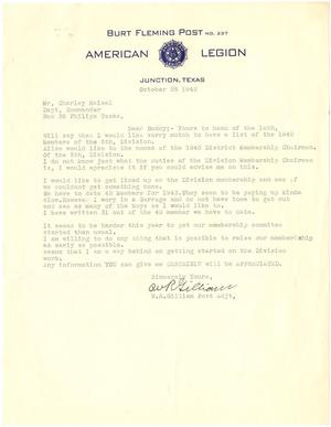 Primary view of object titled '[Letter from W. R. Gilliam to Charlie Maisel - October 25, 1942]'.
