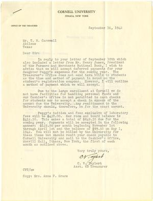 [Letter from C. V. Taylert to T. N. Carswell - September 16, 1942]