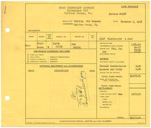 Primary view of object titled '[Invoice for 1948 Fleetmaster from Wood Chevrolet Company; sold to Whiting Oil Company]'.