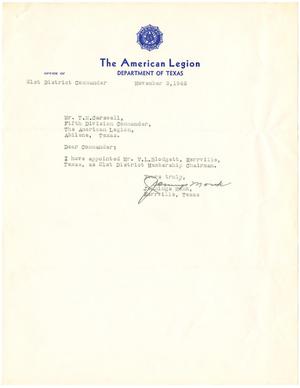 [Letter from Jennings Monk to T. N. Carswell - November 3, 1942]