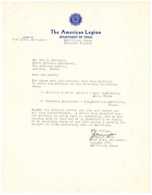 [Letter from Jennings Monk to T. N. Carswell - November 16, 1942]