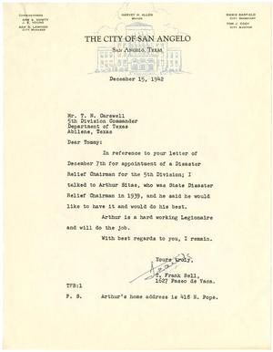 [Letter from T. Frank Bell to T. N. Carswell - December 15, 1942]