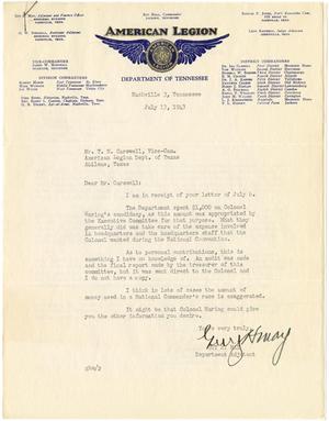 Primary view of object titled '[Letter from Guy H. May to T. N. Carswell - July 13, 1943]'.