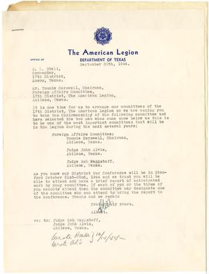 Primary view of object titled '[Letter and Resolution:  From A. L. Stell to T. N. Carswell - September 30, 1944]'.