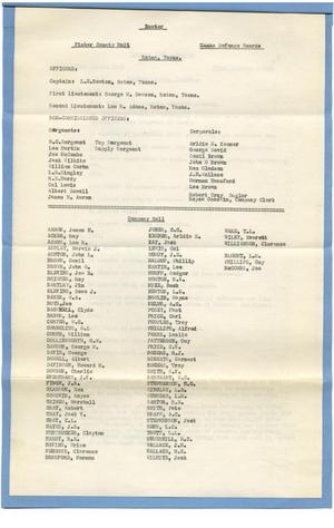 Primary view of object titled '[Roster and January 1941 Activity meeting minutes of Fisher County Unit, Texas Defense Guards, Rotan, Texas]'.