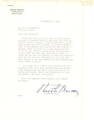 [Letter from Wright Morrow to T. N. Carswell - December 27, 1956]