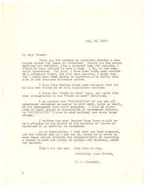 [Letter from T. N. Carswell to Representative Truett Latimer - January 26, 1957]