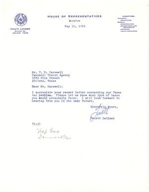 [Letter from Representative Truett Latimer to T. N. Carswell - May 12, 1959]