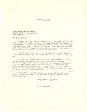 [Letter from T. N. Carswell to Representative George Mahon - June 24, 1959]