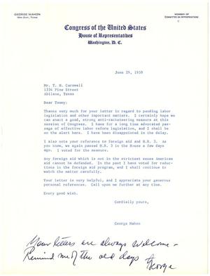 [Letter from Representative George Mahon to T. N. Carswell - June 29, 1959]