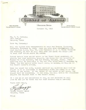 [Letter from Judge Roy Skaggs to T. N. Carswell - October 15, 1963]