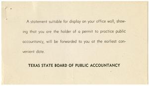 [Statement by the Texas State Board of Public Accountancy]