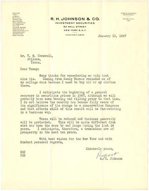 [Letter from R. H. Johnson to T. N. Carswell - January 10, 1947]