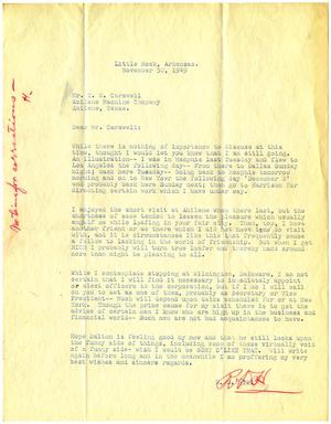 Primary view of object titled '[Letter from R. D. Hill to T. N. Carswell - November 30, 1949]'.
